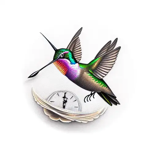 A Gold Annversiry Clock With Humming Bird Sleeve