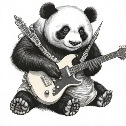 Panda Playing Electric Guitar