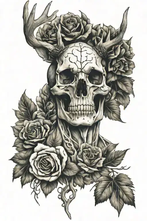 Deer Algiz Pagan Skull