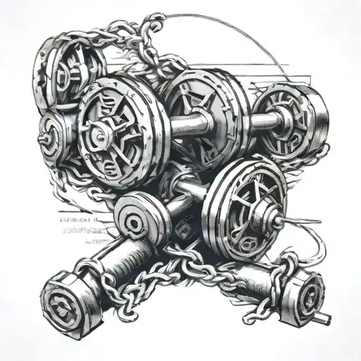 A Detailed Illustration Of A Bible Verse Intertwined With Barbells And Dumbbells
