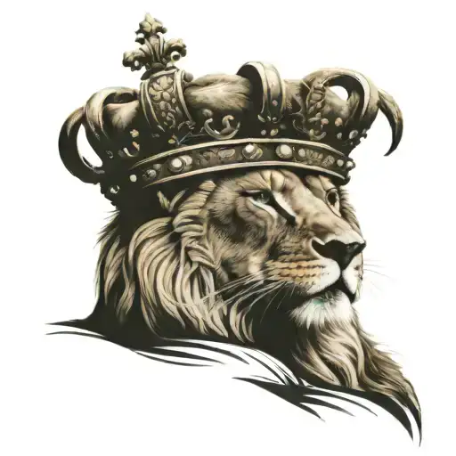 Female Lion Wearing A Crown Looking