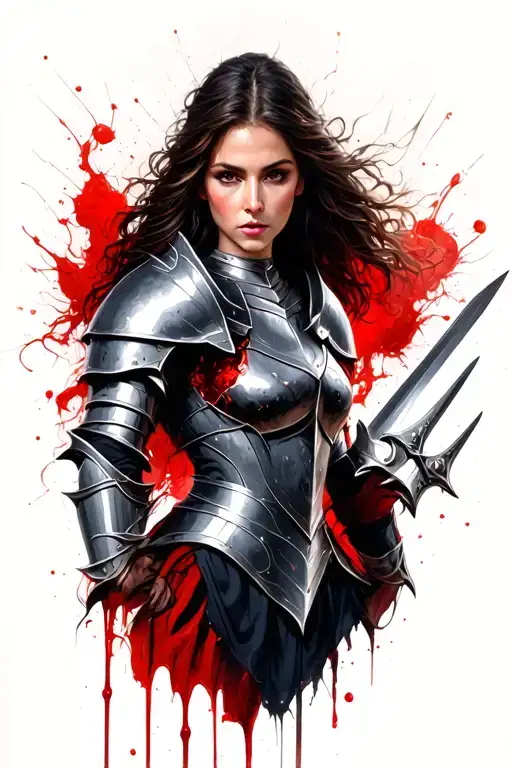 Women Knight With Red Blood