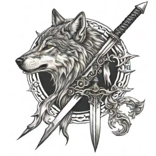 Wolf Sword With Sun And Moon