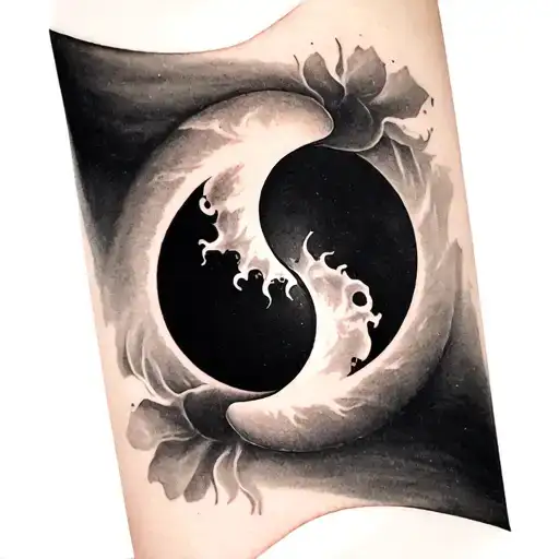 Half Sun Half Moon Merging Together