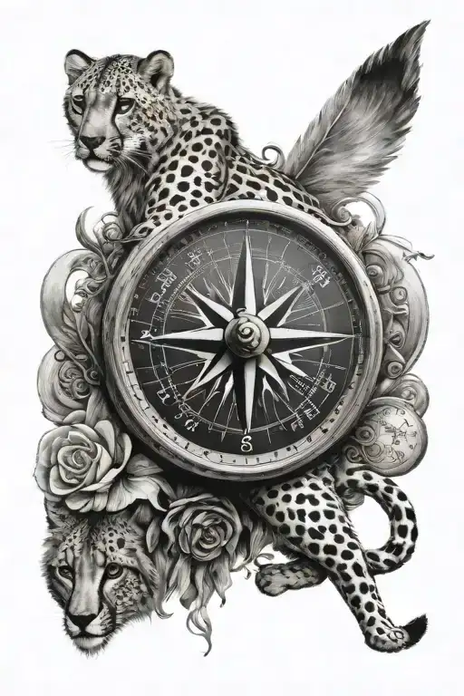 Compass And Moon And Cheetah Running