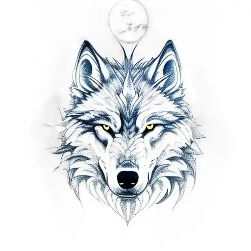 Giant Wolf Fenrir In Forest Of Ravens