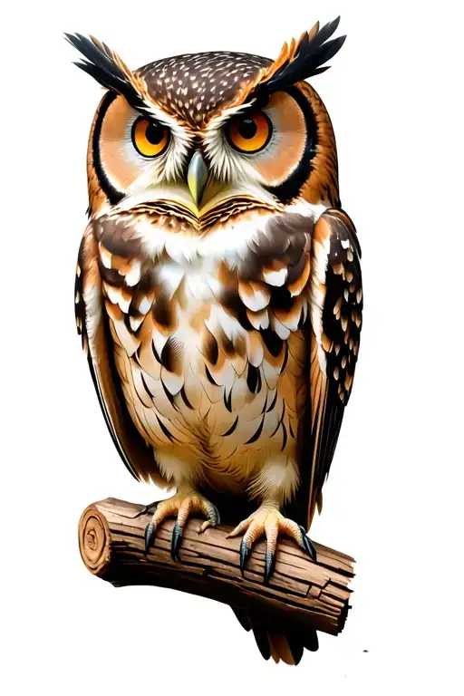 Owl Sitting On The Wood
