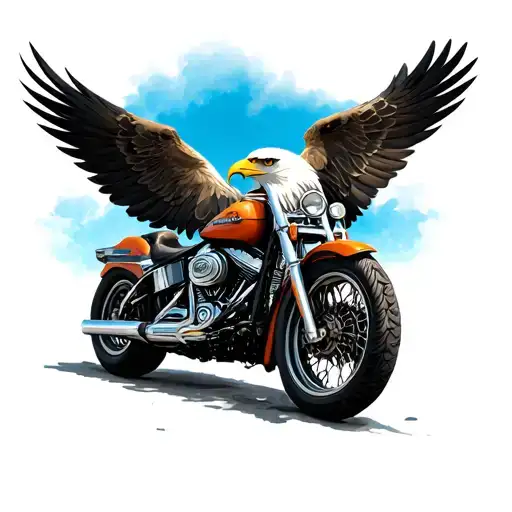 Eagle And Harley Davidson Motorcycle