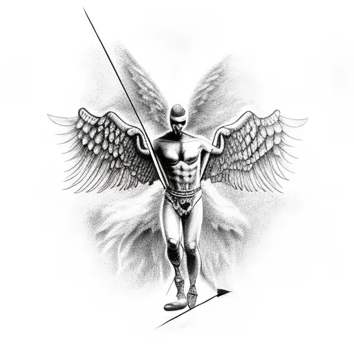 Fallen Angel With Arrow Inside Of His Body