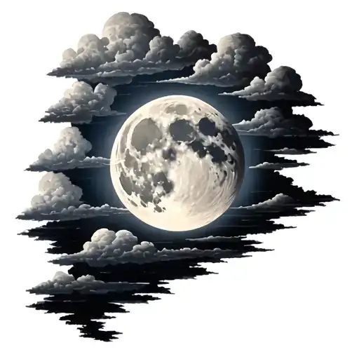 Full Moon And Clouds Floating