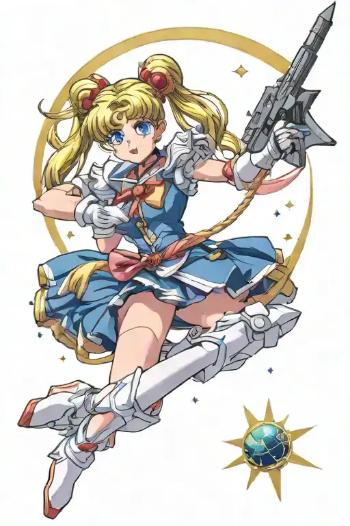 Sailor Moon In Space With Weapons