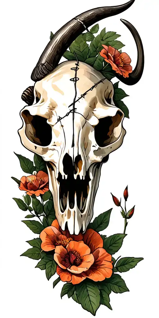 Longhorn Skull Barb Wire Flowers