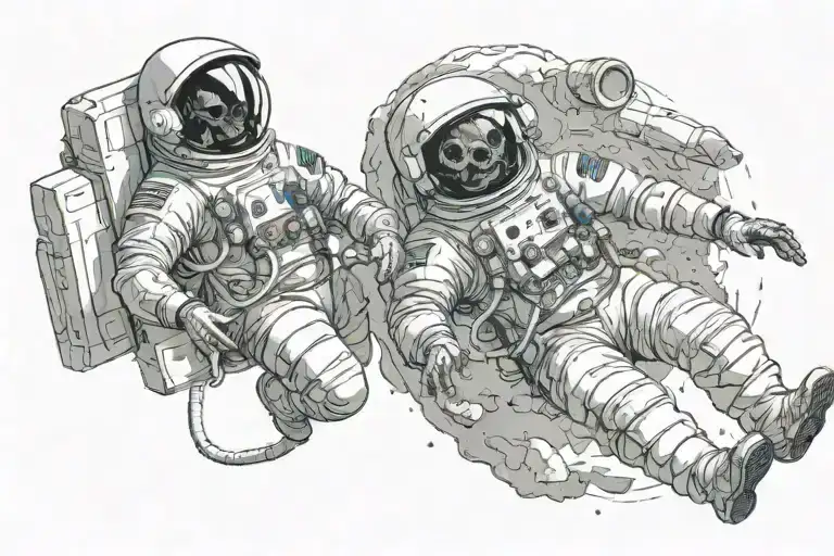 An Astronaut Who Has A Skull As A Head Trying To Catch A Blackhole
