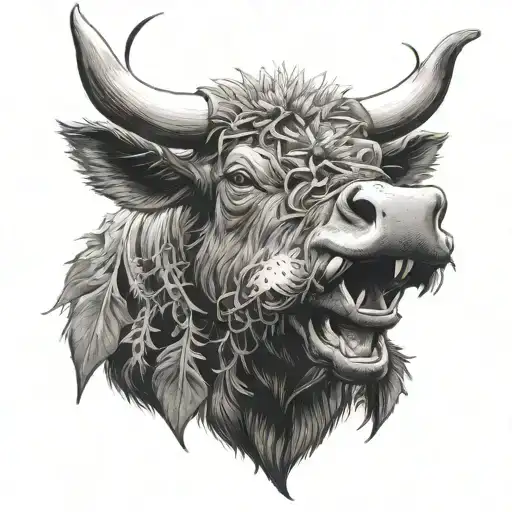 Bull With A Thistle In Its Mouth