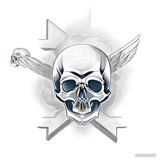 Skull With A Cross And A Bird