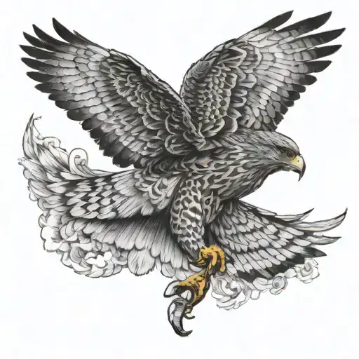 Hawk Flying And Take