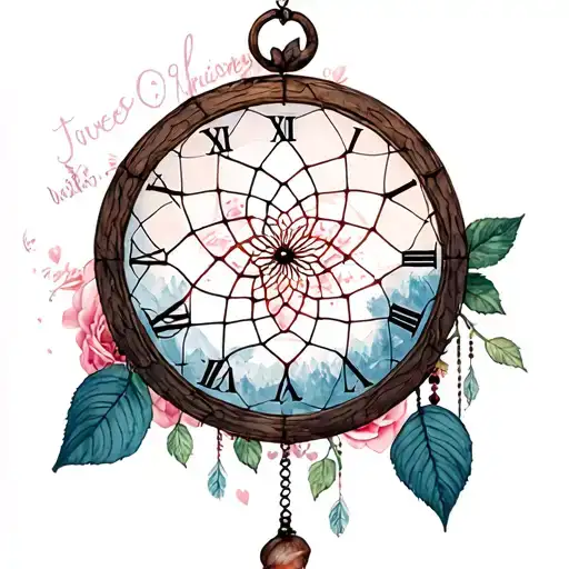 Rose Dream Catcher Entangled Hearts Time Piece Mountains