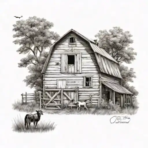 Barn With Kids Playing