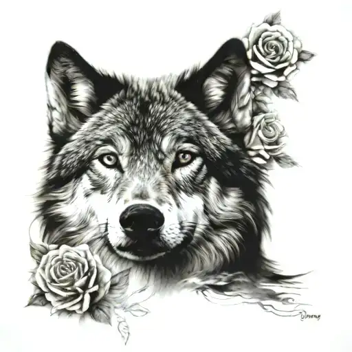 Wolf Blended By Roses