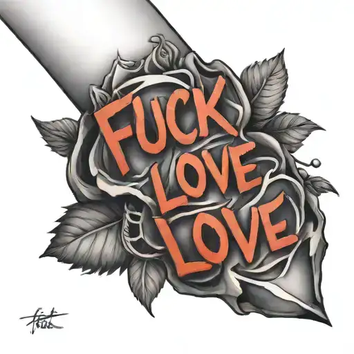 The Words Fuck Love Cut Into Forearm