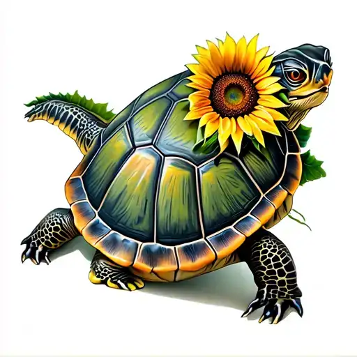 Turtle With Sunflower