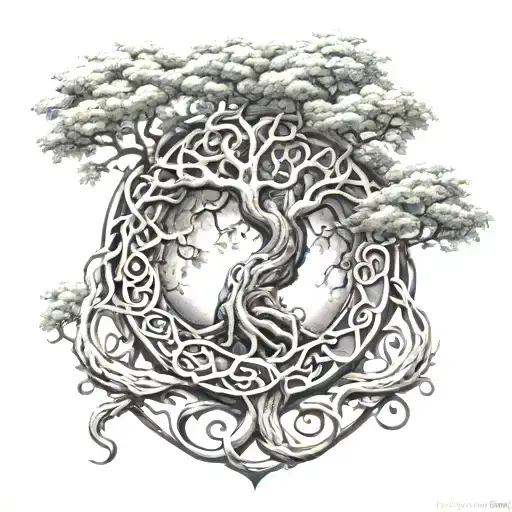 Infinity Ouroboros Dragon Coiling Filling A Circular Yggdrasil Tree