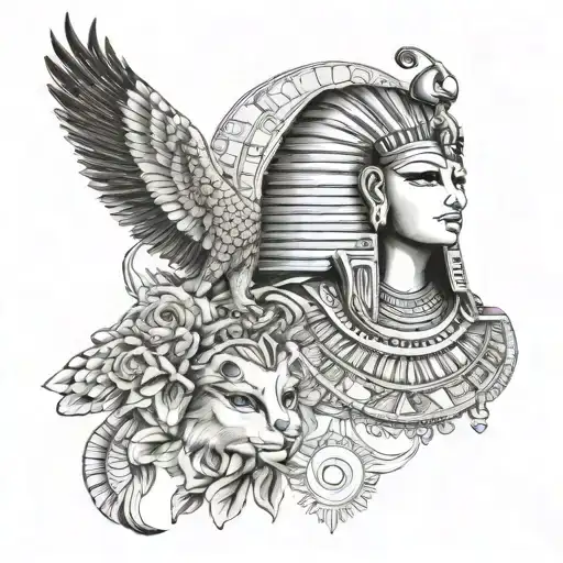 Combine Elements Of Asian And Egyptian Culture In A Tattoo Design
