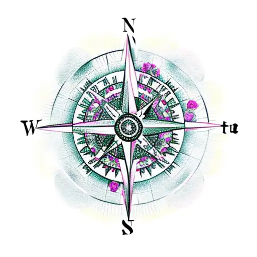 Compass With Roses And Lionhead