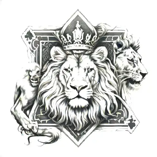 3D King Of Spades With Fierce Lion As The King