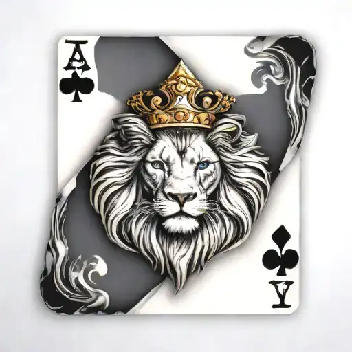 3D King Of Spades Card With Fierce Lion As The King