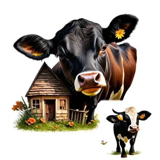 Baby Cow And A Little House