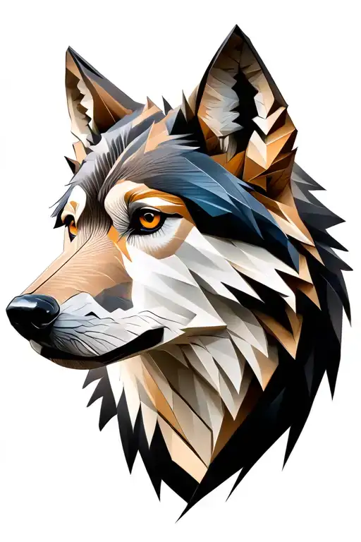 Origami Style Wolf In