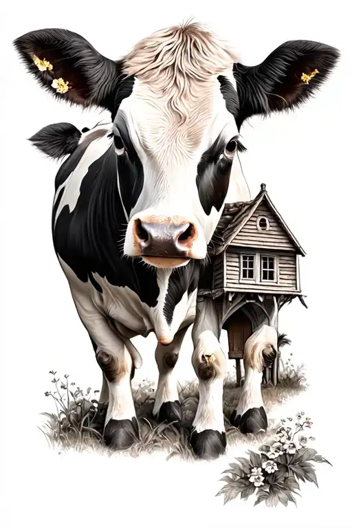 Baby Cow And A Little House