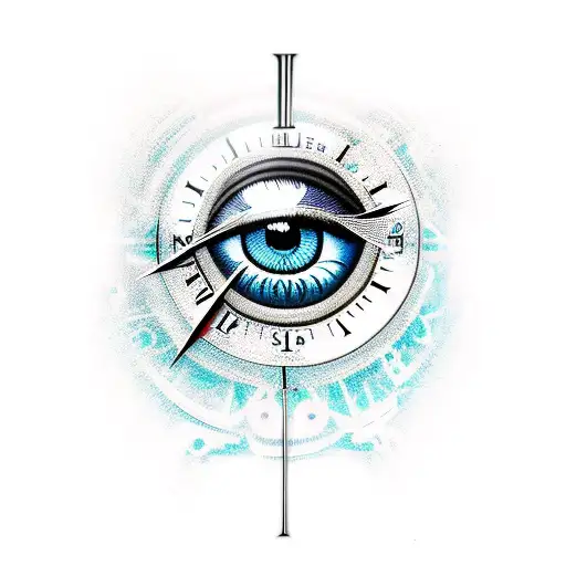 Eye Of Horus With Clock Reflection In Eye