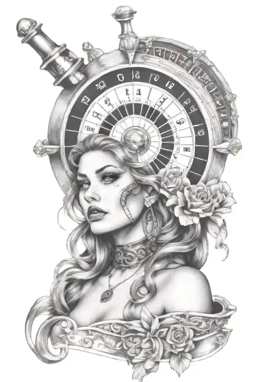 Roulette Wheel With Women Face