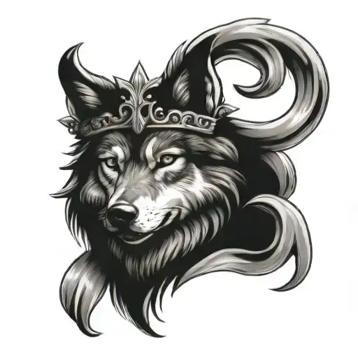 Wolf With Serious King's Crown