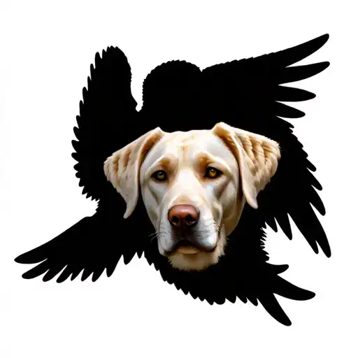 Yellow Lab Face With Catholic Angel Wings