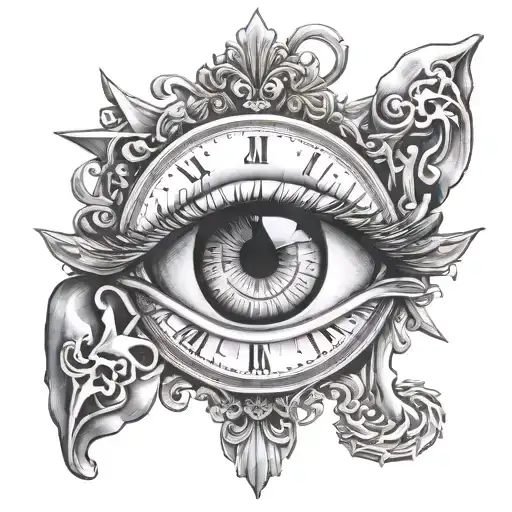 Eye Clock With Cross And Praying Hands For