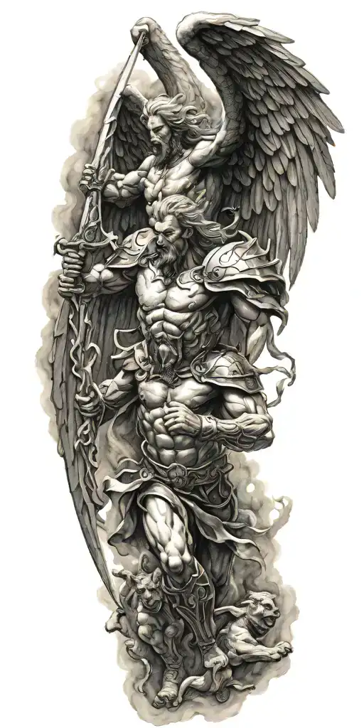 Biblical Accurate Angel Fighting Demons