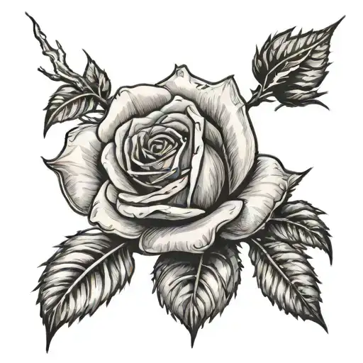 Realistic Rose With Lightning Bolt