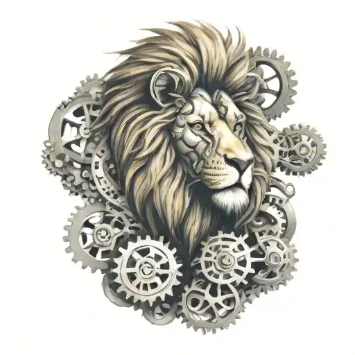 A Robotic Lion With Gears And Mechanical Parts Representing Engineering And Technology