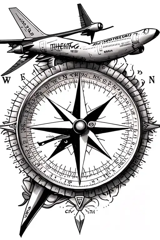 Travel Compass Rose And Airline