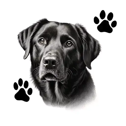 Labrador Realism Tattoo Paw Print Ideas