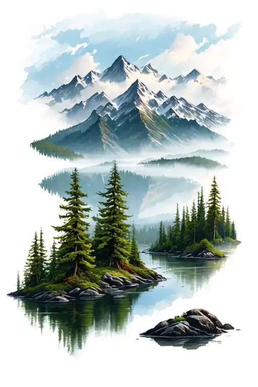 Forest Mountains Lake Surrounded