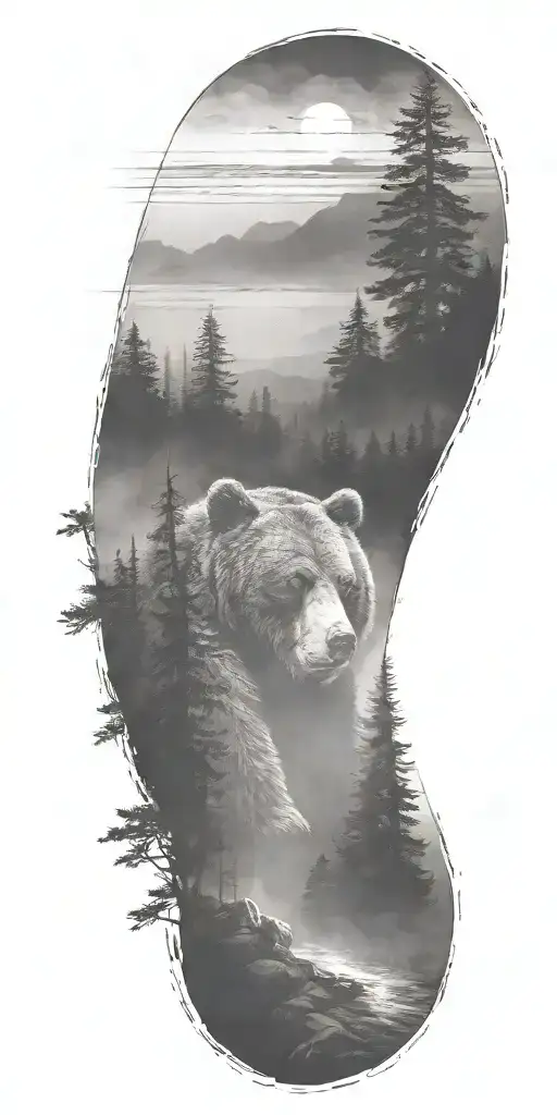 Dark Atmosphere Fog Bear Standing