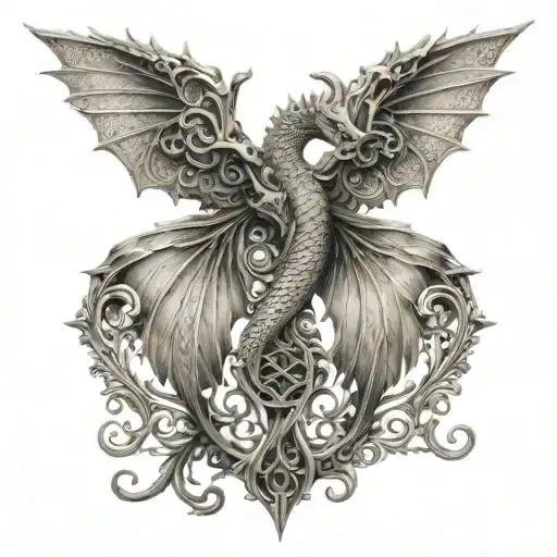 Symmetrical Dragon Wings Made Of Filigree