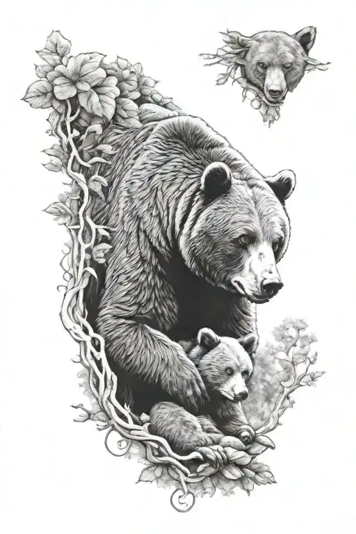 Dad Bear Watching Over A Family