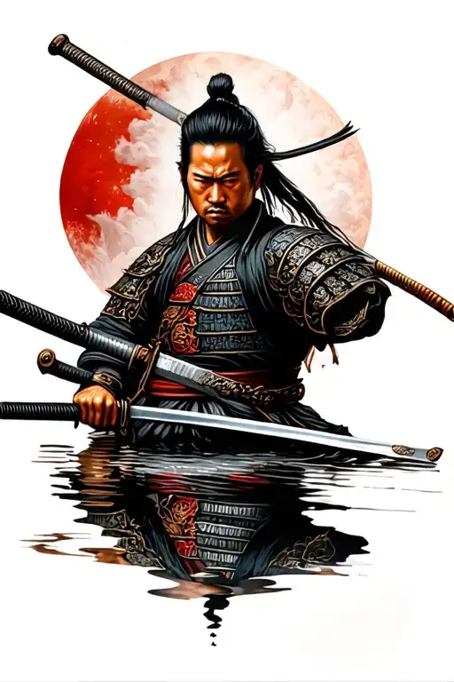 Samurai In The Reflection Of A Katana