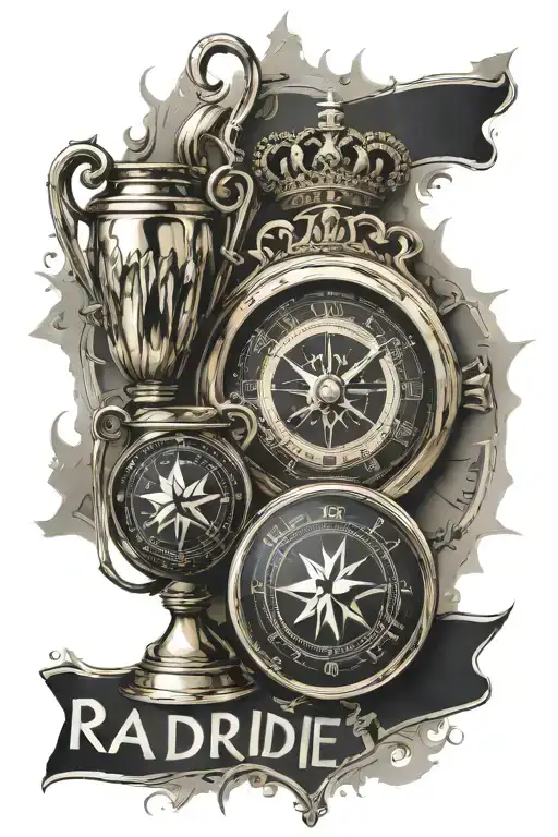 Realmadrid Logo With Champions League Trophy And Compass Together