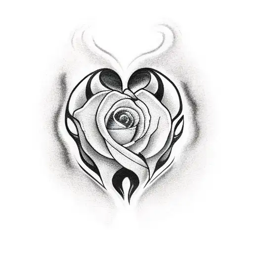 Black Broken Heart With Flame